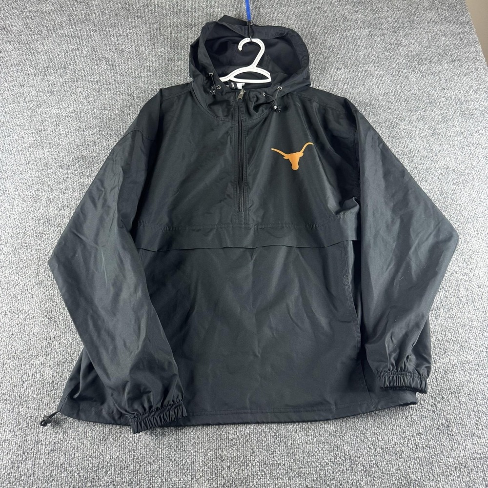Champion Jacket Mens Large Black Texas Longhorns NCAA Hooded Anorak Pullover
